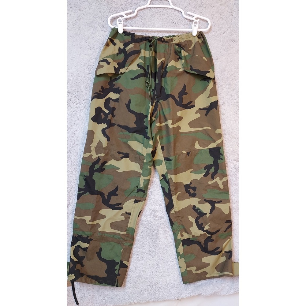 Military Pants Men 30x29 Gore Tex Woodland Camo Drawstring Ankle Zip Performance